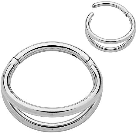 365 Sleepers (8mm) Titan 1,2 mm Doppelring Segment Nasenring Hoop Knorpelohrring Septum Clicker Ring Klappbarer Lippen Conch Daith Helix Rook Tragus Lobe Snug Piercing Schmuck