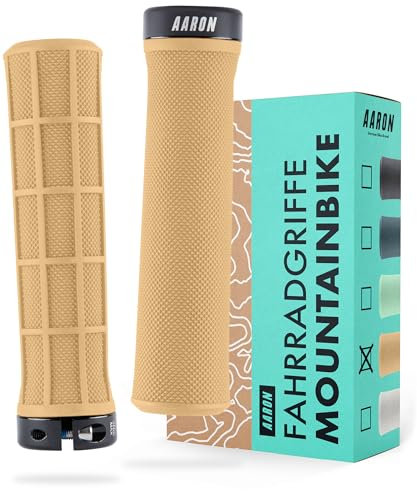 AARON Enduro MTB, cykelhandtag av halkfritt gummi – sportiga styrhandtag inklusive lås-on ring – handtag för mountainbike, BMX, e-cykel i svart