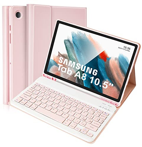 Lively Life Funda con teclado para Samsung Galaxy Tab A8 10.5 2021 (SM-X200/ X205 /X207), diseño italiano, extraíble para Samsung Galaxy Tab A8, desmontable, rosa