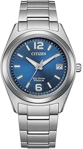 Citizen Eco-Drive Damenuhr Super Titanium ™, Blau, 34 mm, FE6151-82L | Eco-Drive Solar, Keine Batterie Nötig, Kristallglas, 5 bar Wasserdicht, 240 Tage Gangreserve, Datum