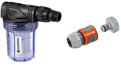 Gardena Pumpen-Vorfilter für Wasserdurchfluss bis 3000 l/h & Pumpen-Anschlusssatz: Schlauchkupplung zum schnellen Anschluss von 13 mm (1/2 Zoll)-Schläuchen an Pumpen mit 33,3 mm (G 1 Zoll)