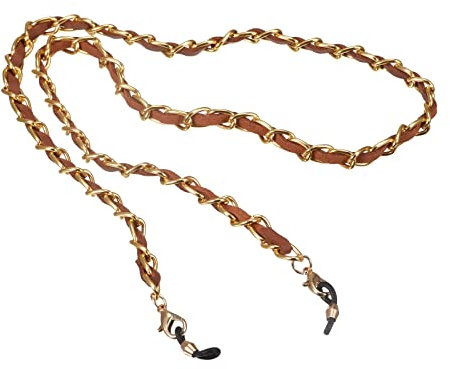sourcing map Brillen Halterung Riemen Schnur 30 Sonnenbrille Schnur Riemen Rund Hals Brillen Kette Hut Riemen Schlüsselband Gold+Braun