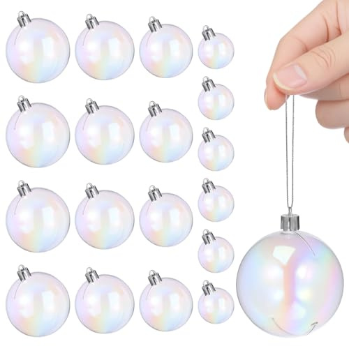 Yardwe 18 Pcs Clear Baubles, Fillable Christmas Ornaments for Diy Crafts - Perfect for Xmas Tree, Halloween, Birthday Party Decorations