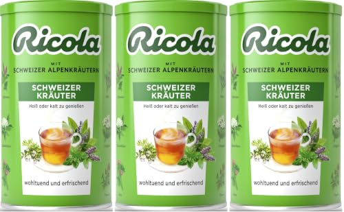 Ricola Schweizer Kräutertee, 200g Dose Schweizer Instant-Kräutertee mit 13 Bergkräutern, Zubereitung als Eistee oder warmer Tee, 1 x 200g (Packung mit 3)