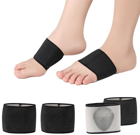 Lilbitty 1 Paar Plantarfasziitis, Schmerzbandage für Fußgewölbe, verstellbare Kompressions-Einsätze, orthopädische Einsätze für Plattfüße, Senkfuß, Hochgewölbe,Schwarz