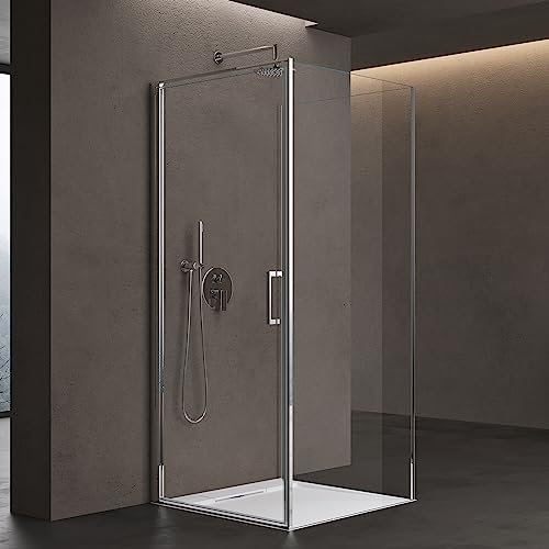 doporro Duschkabine U-Form 90x70x90 cm Ravenna36UK Duschabtrennung mit Drehtüren 8mm ESG-Sicherheitsglas Klarglas inkl. Nano-Beschichtung