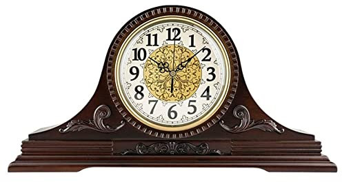 LUOYAOB Vintage Kaminuhr Manteluhr, stiller Holzregaluhr, Retro-Tat-Ticking European Style Mantle Schreibtischuhr, for Schlafzimmer, Wohnzimmer, Home Office Study Decor Geschenk