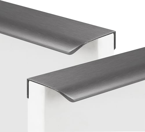 2 Stück Möbelgriffe Versteckter,Kleiderschrankgriffe invisibilità,Schrankgriff Aluminium,Türklinken Modernes,Profilgriff Geschwungener,Türgriff Schubladengriff Knöpfe (Gebürstetes Grau,116mm)
