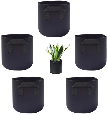 stofftopf,pflanzsack,stofftöpfe,pflanzsack 15l,15 liter pflanztopf,grow töpfe,Pflanzentopf 15l, Stoff Pflanzentopf 3-20gallons,Stofftopf 15l 5 Stück,Vliesstoff Pflanztasche Pflanzsack Mit Griffe