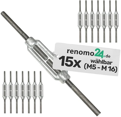 Renomo24-15x Spannschloss M6 mit zwei Anschweißenden aus Stahl galvanisch verzinkt nach PN-EN 1993-1-11