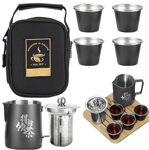Juego De Té Para Acampar, Juego De Té De Viaje Portátil, Juego De Té Al Aire Libre Con, Juego De Té Small Kung Fu, Juego De Taza De Té De Viaje, Juego De Té De Acero Inoxidable, Juego De