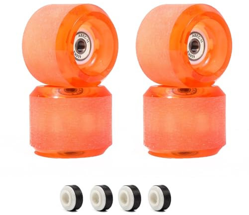 ANWEALTH 65 mm Skateboard Räder 78A Longboard Räder Skateboard Räder und Lager Set Cruiser Räder Leuchtende Skate Räder Polyurethan PU 4 TLG.
