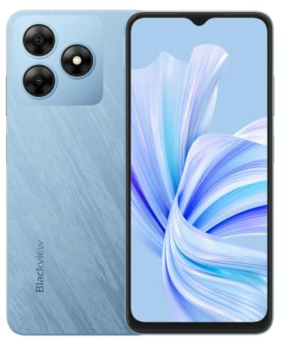 Blackview Wave 8C 4G Smartphone Débloqué, 6,56'' HD+, 6Go+64Go(2TB Externe), Caméra 13MP+8MP, 3 Emplacements pour Cartes, Android 14 Téléphone Portable Dual SIM, Haut-Parleur Smart-K Box, GPS Bleu