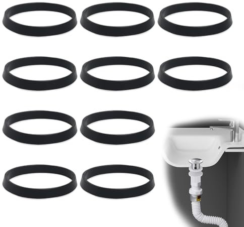 10Pcs Cone Seal Ring, Rubber Washers & O-Rings for 1 1/2 Inch Drain Pipe Sink Odour Trap Siphon