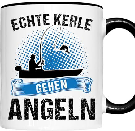 Angeln Tasse | echte Kerle gehen Angeln | Fischer Geschenk Fish Tasse Angeln Kaffeebecher lustig