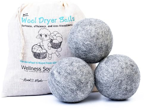 Juego de 3 bolas de lana para secador, suavizante natural, reutilizable, reduce las arrugas y el tiempo de secado, antiestáticas, bolas de lana de fieltro grandes, mejor alternativa a las bolas de