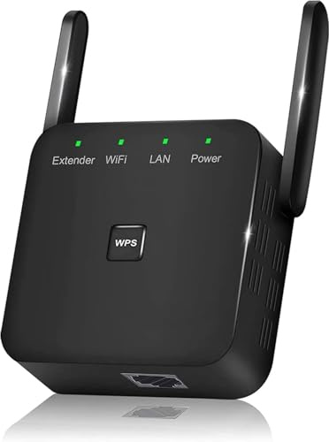 Snabbare WiFi-förlängare 2025, WiFi-repeater, WiFi-förstärkare, täcker upp till 10 000 kvadratmeter och 60 enheter, internetförstärkare, med Ethernet-port, snabb installation, förstärkare