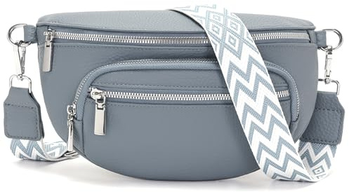 Sasrymnl kleine bauchtasche damen Graublau umhängetasche damen klein gürteltasche Veganes Leder brusttasche handtasche crossbody bag