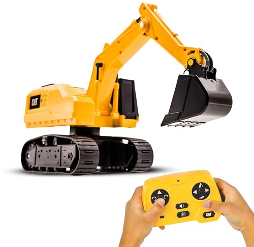CAT Power Excavator Digger RC Construction for Kids 5+ | 2.4GHz Remote Control Truck Toy, Full-Function Dig, Scoop, Spin & Drive, Realistic Lights & Sounds, USB Rechargeable, Indoor/Outdoor