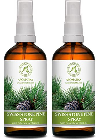 Aromatisches Spray Zirbelkiefer 2x100 ml - Zirbelkiefernöl Spray - Natürliches Duftspray mit ätherischem Zirbenöl - Raumduft & Lufterfrischer für Räume und Textilien - Frischer Zirbenduft