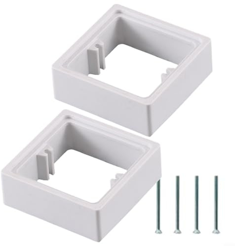 Snowchecking 2Pcs Single Socket Spacer 30MM Square Single Light Switch Cover Plates 1 Gang Frame Plate Cover With Screws For Electrical Outlet Extension(White)