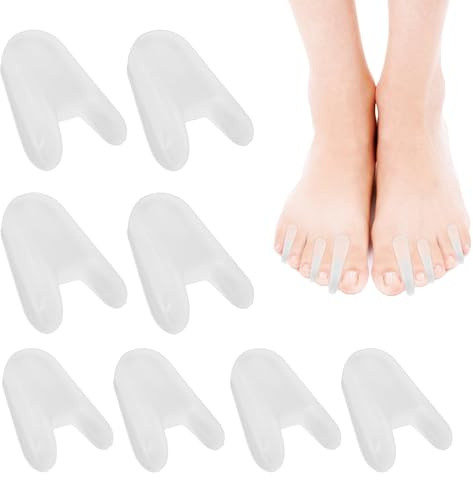 8 Pieces Flared Gel Toe Separators, Flared Gel Toe Separators for Straightener Overlapping Toes(4 pcs Small Size+4 pcs Large)