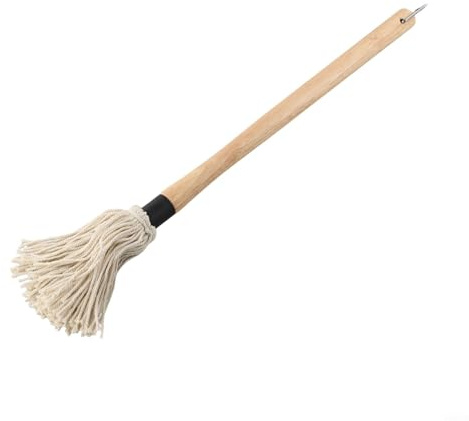 BBQ zum Grillen Mop mit 6 Ersatzbürsten, bequemer Holzgriff für sicheren Gebrauch, perfekt zum Backen von Fleisch und Glasieren von Backwaren (A)
