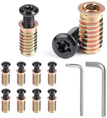 MIGUBIGU 10 pcs Torx Schrauben M8×35mm Einschraubgewinde M8×25 mm Edelstahl | 304 Edelstahl A2 V2A, Flachkopfschrauben Und Einschraubmutter Mit Schlüssel, Gewindeeinsatz Holz Für Holzmöbel, Tischen