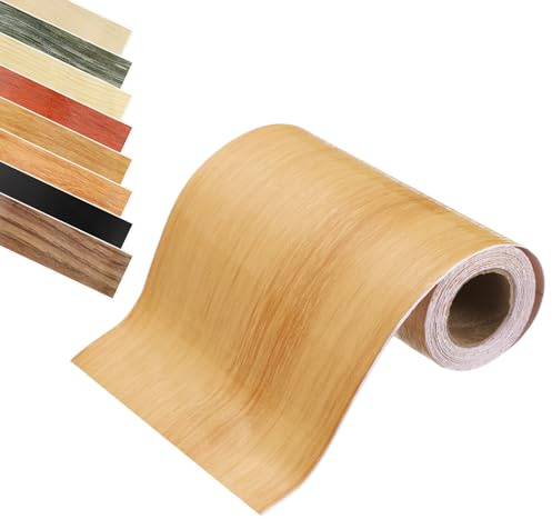 QUARKZMAN Holzoptik Klebeband, 12 cm x 5 m Selbstklebend Holzmaserung Reparaturband, Realistische Möbelkantenband, Wasserdicht, für Wand, Tür, Sockelleisten Böden, Möbel (Dunkelorange)