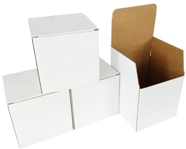 Weiße kleine Versand-Aufbewahrungsboxen, 12,7 cm, würfelförmig, zum Mitnehmen, Geschenkverpackung, Kraft-Wellpappe, Versandkartons für kleine Unternehmen, Aufbewahrung, Geschenkverpackungen (12 Stück