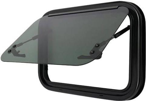 JJsdwin Fenêtre de camping-car 500 x 350 mm, fenêtre basculante avec verrouillage d'interrupteur, fenêtre basculante pour camping-cars et remorques, angle d'ouverture max. : 85°
