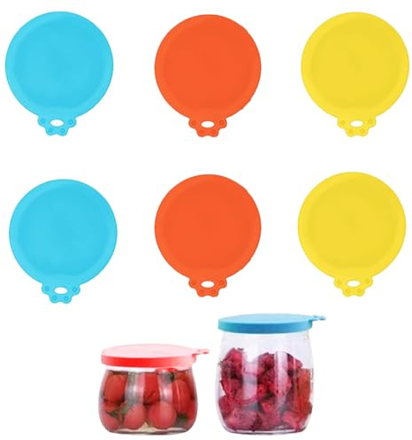 SSKHE 6PCS Gü PotsCouvertures d'étanchéité en silicone, Couvertures de bocal compatibles,bocal Gu étanche Couvertures réutilisables pour bocaux en verre