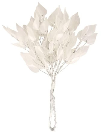 Ideen mit Herz | Deko-Zweige mit transparenten Acryl-Blättern | Deko-Floristik | Schmuckzweige | DIY | Basteln | 10 Drahtzweige mit je 7 Blättern | 18 cm lang (weiße Blätter, silberner Draht)