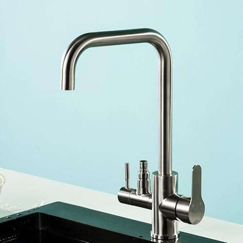 Robinet Cuisine Lave Vaisselle Acier Inoxydable Pivotant 360° Robinet de Cuisine-Brossé