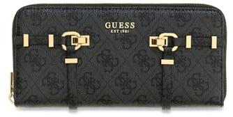 GUESS Geldbörse Leona Logo SLG Zip Around Wallet Coal Logo dunkelgrau