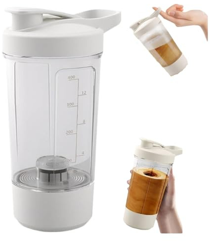 Shaker elettrico per proteine, 400 ml, ricaricabile, automatico, 7000 giri/min, miscelatore ad alta velocità per caffè, frullati, proteine, latte, latte di soia, a prova di perdite e senza BPA