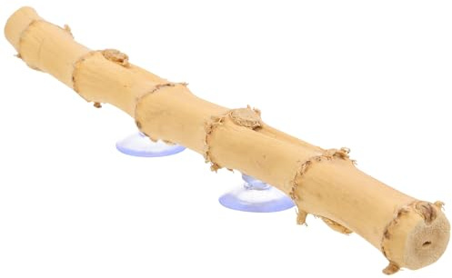 Luxshiny Bamboo Root Reptile Climbing Rack with Suction Cup, Natural Grapevine Wood Stand for Bearded Dragons and Lizards, Terrarium Habitat Decor for Small Pets and Reptiles