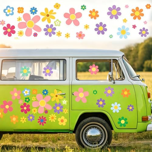xolear 88Pcs Stickers Fleurs Voiture, Stickers Voiture Style Floral Etanche | Autocollant Fleur Convient pour Fenêtres, Carrosseries de Voitures, Murs, Ordinateurs Portables et Valises