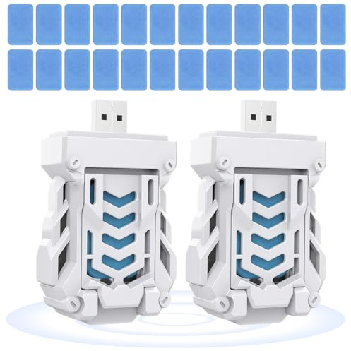 Nzkeuf Mückenstecker, 2 PCS USB Elektrisches Tragbarer Mückenschutz Killer mit 128 Mückenschutztabletten, Tragbare Steckdosen-Mückenschutz, Mückenabwehr Outdoor, für Wandern Outdoor Sommer Zuhause