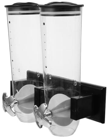 Zerodeko Dispensador de Cereales de Pared - Dispensador Doble de 108 oz con 2 Vasos - Contenedor de Almacenamiento de Cereales, Granos de café y Avena para la Cocina (Plateado)