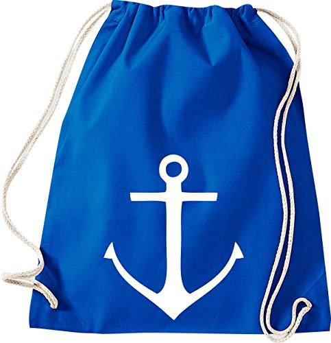 Shirtinstyle Turnbeutel Anker, Heimat, Urlaub, Segeln, Wassersport, Farbe royal
