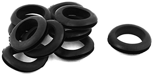 sourcing map 10 Pcs Black Rubber 35mm Open Hole Ring Dual Side Cable Wiring Grommet