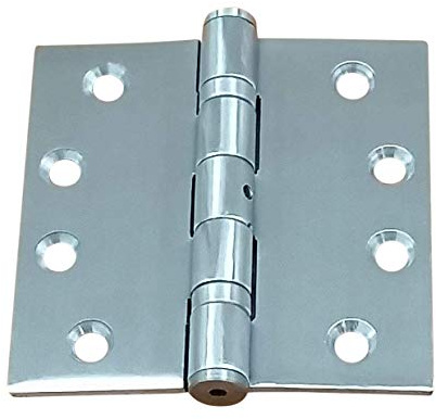 Hinge Outlet Stainless Steel Ball Bearing Door Hinge, 4.5 Inch Square, Full Mortise, Brushed Finish, 2 Pack, Highly Rust Resistant