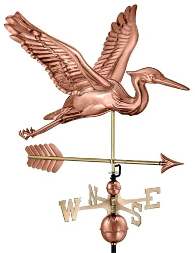 Good Directions Blue Heron with Arrow Weathervane - Pure Copper