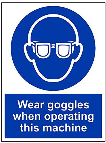 vsafety 41042bc-s Schutzbrille tragen, wenn diese Maschine Zeichen, 300 mm x 400 mm (3 Stück)