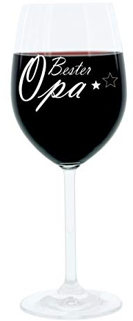 Leonardo Weinglas 400 ml, Bester Opa, Geschenk Stimmungsglas mit lustiger Gravur, Moodglas, 22 cm