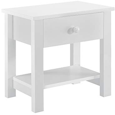 [en.casa] Nachttisch - Nachtschrank Schublade Nachtkommode Kommode Ablage Weiß