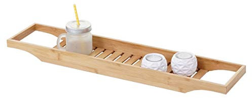 Mendler Badewannenauflage HWC-B73, Badewannenablage Wannenbrücke Wannenauflage Badewannenbrett Badewannenregal, Bambus 5x67x15cm