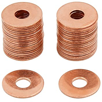 X AUTOHAUX 40pcs M6 x 18mm x 1mm Copper Flat Washer Sealing Gasket Ring for Screw Bolt Nut