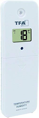 TFA Dostmann 30.3239.02 Thermo-Hygro-Sender für das Funk-Poolthermometer Marbella, mit Display (Weiss mit Batterien)